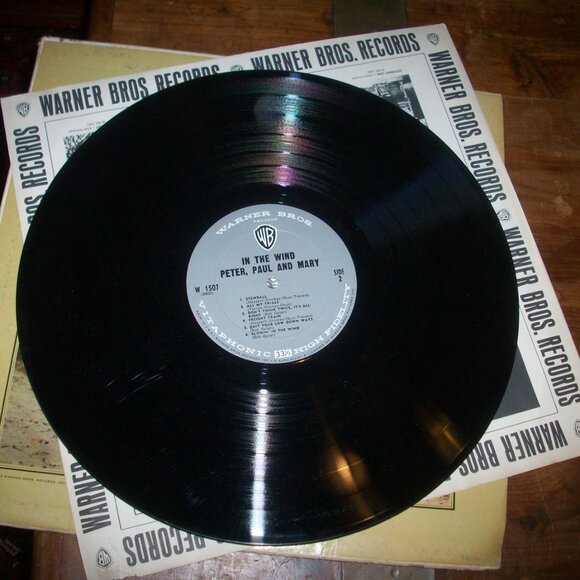 Vintage 1962 Peter Paul and Mary WS 1449 & In The Wind USA 2pc Vinyl Record LP - Picture 4 of 12